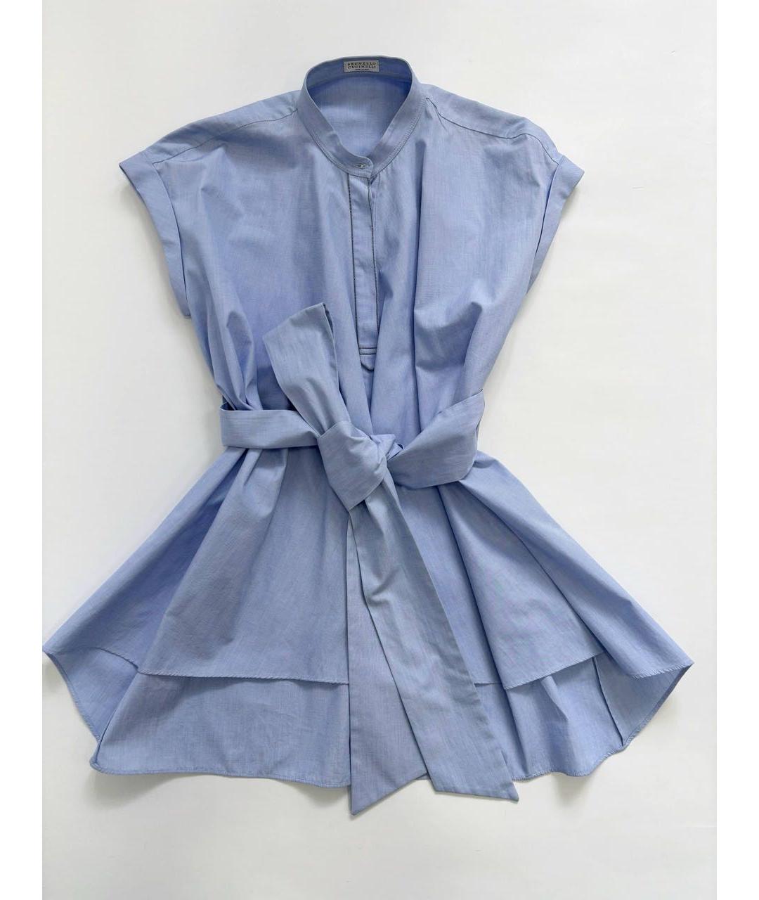 BRUNELLO CUCINELLI Синяя хлопковая рубашка, фото 5