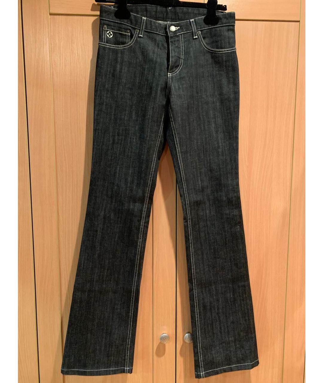LOUIS VUITTON PRE-OWNED Черные хлопковые джинсы клеш, фото 5