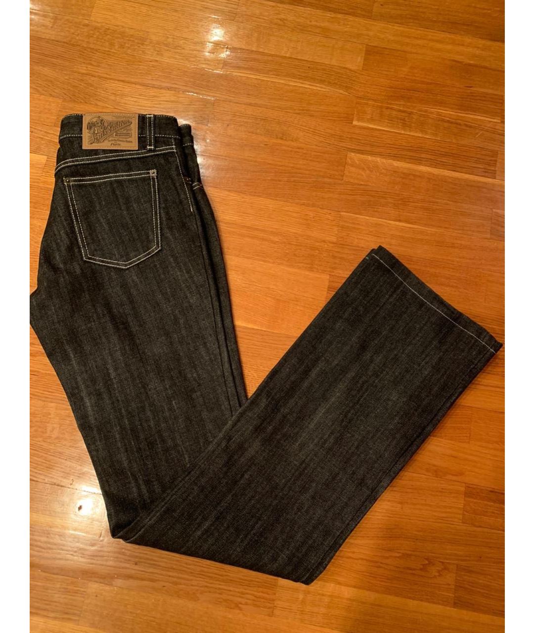 LOUIS VUITTON PRE-OWNED Черные хлопковые джинсы клеш, фото 3