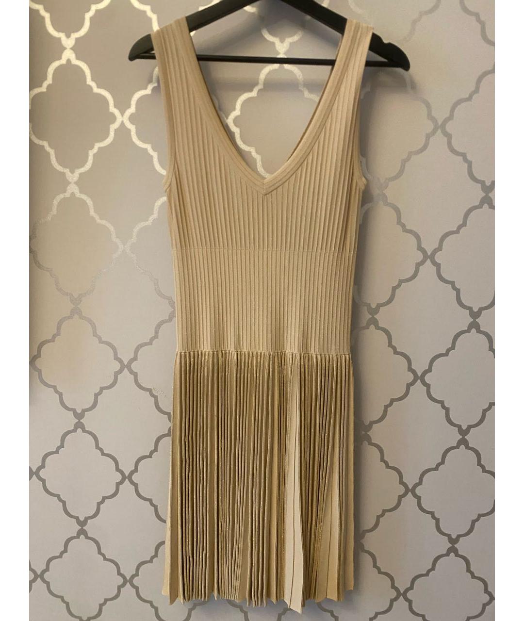 ALAIA Бежевое вискозное коктейльное платье, фото 5