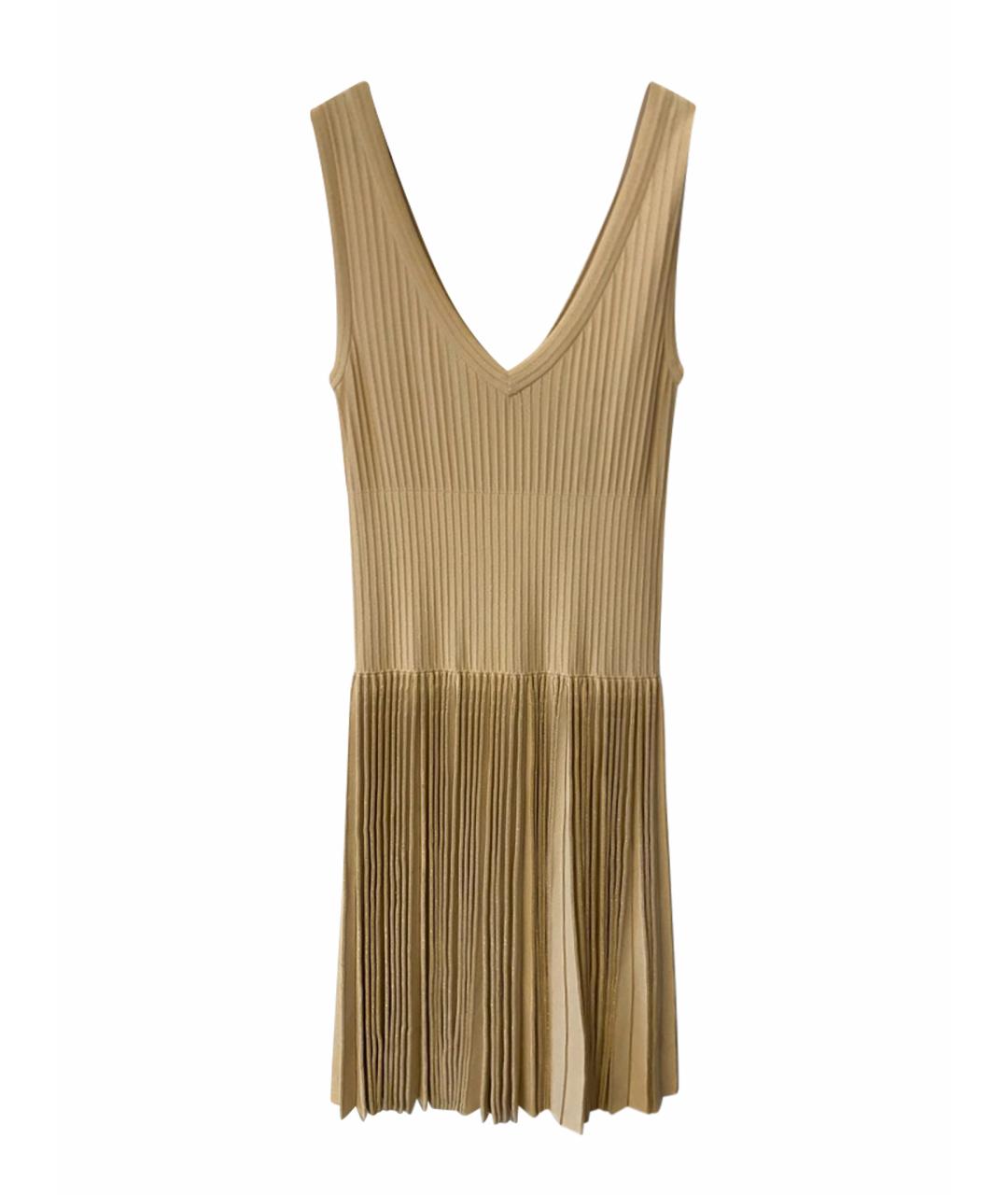ALAIA Бежевое вискозное коктейльное платье, фото 1