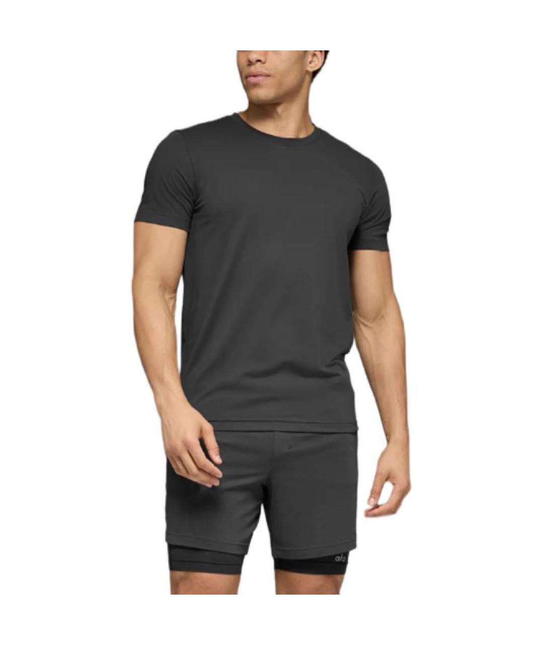 ALO YOGA Антрацитовая футболка, фото 3