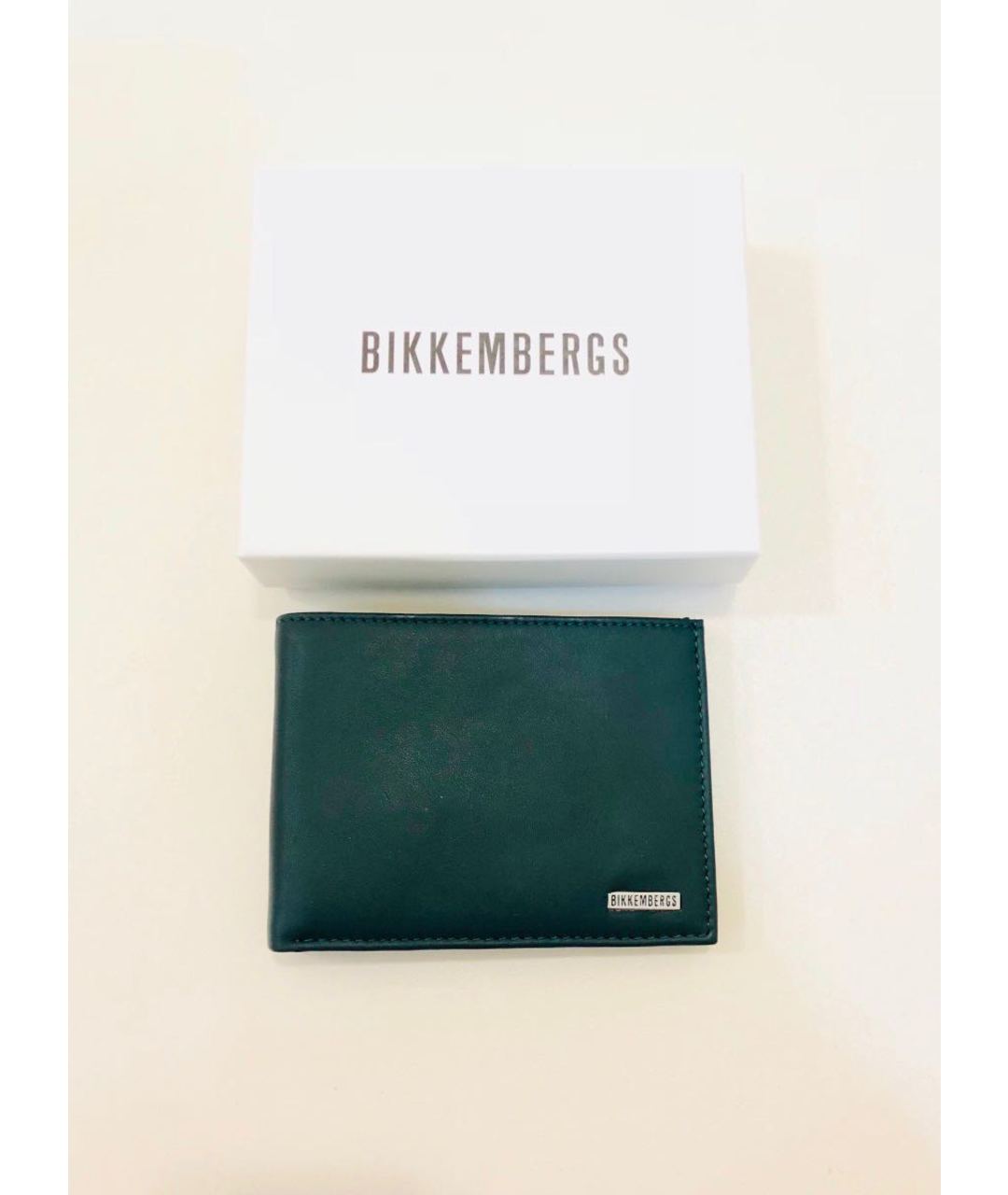 BIKKEMBERGS Зеленый кожаный кошелек, фото 5