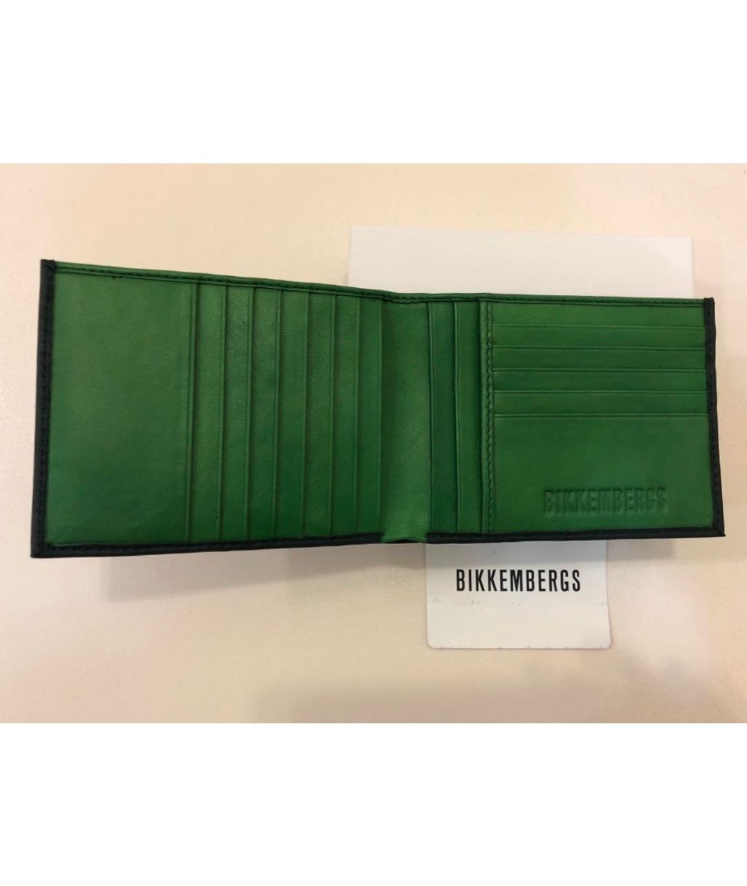 BIKKEMBERGS Зеленый кожаный кошелек, фото 6