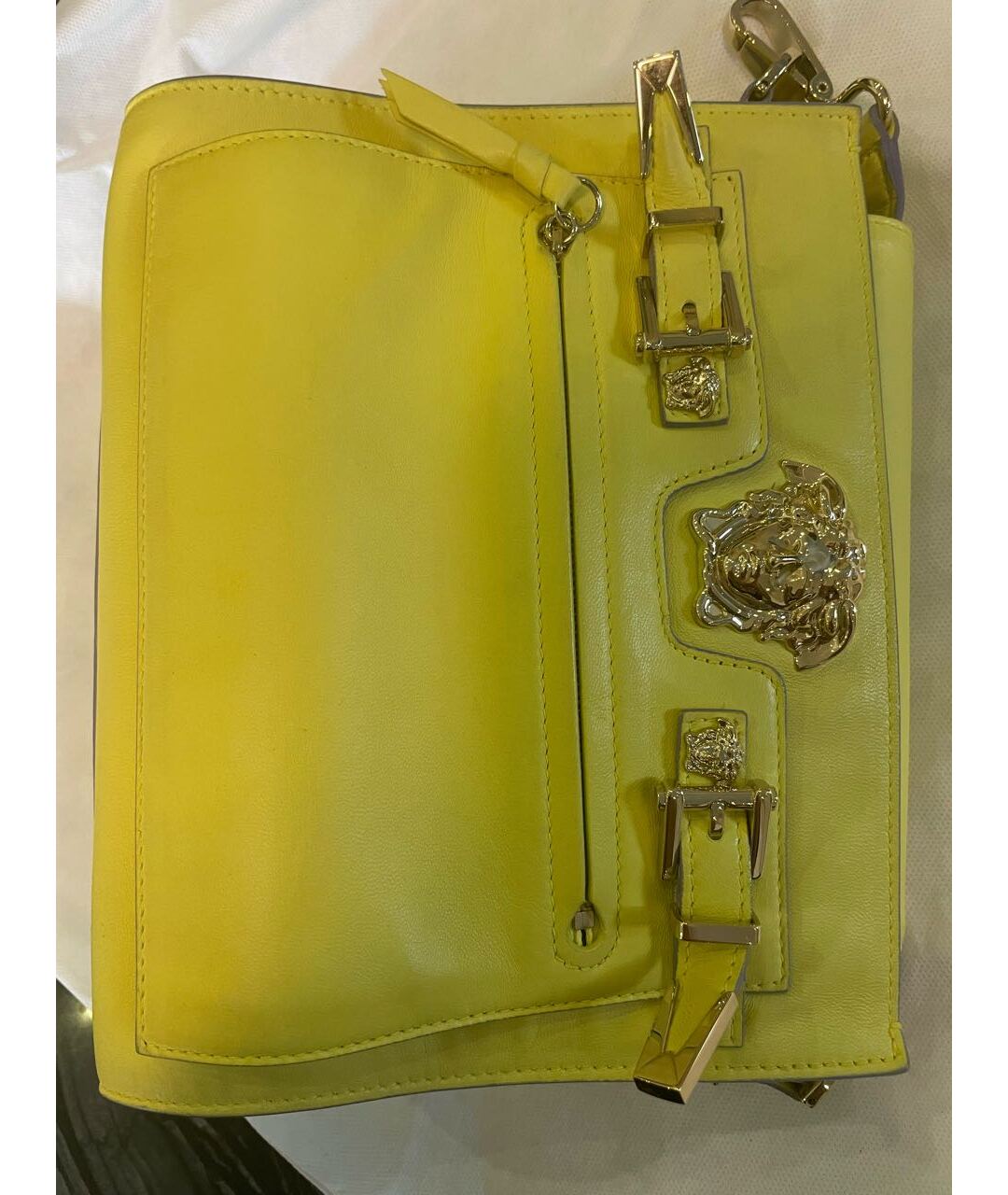 VERSACE Желтая кожаная сумка тоут, фото 3