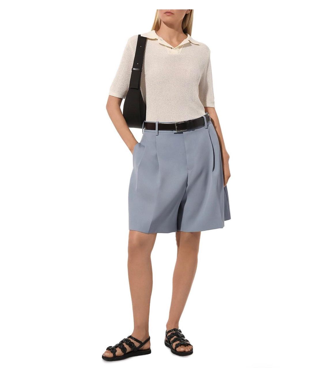 JIL SANDER Голубые шерстяные шорты, фото 3