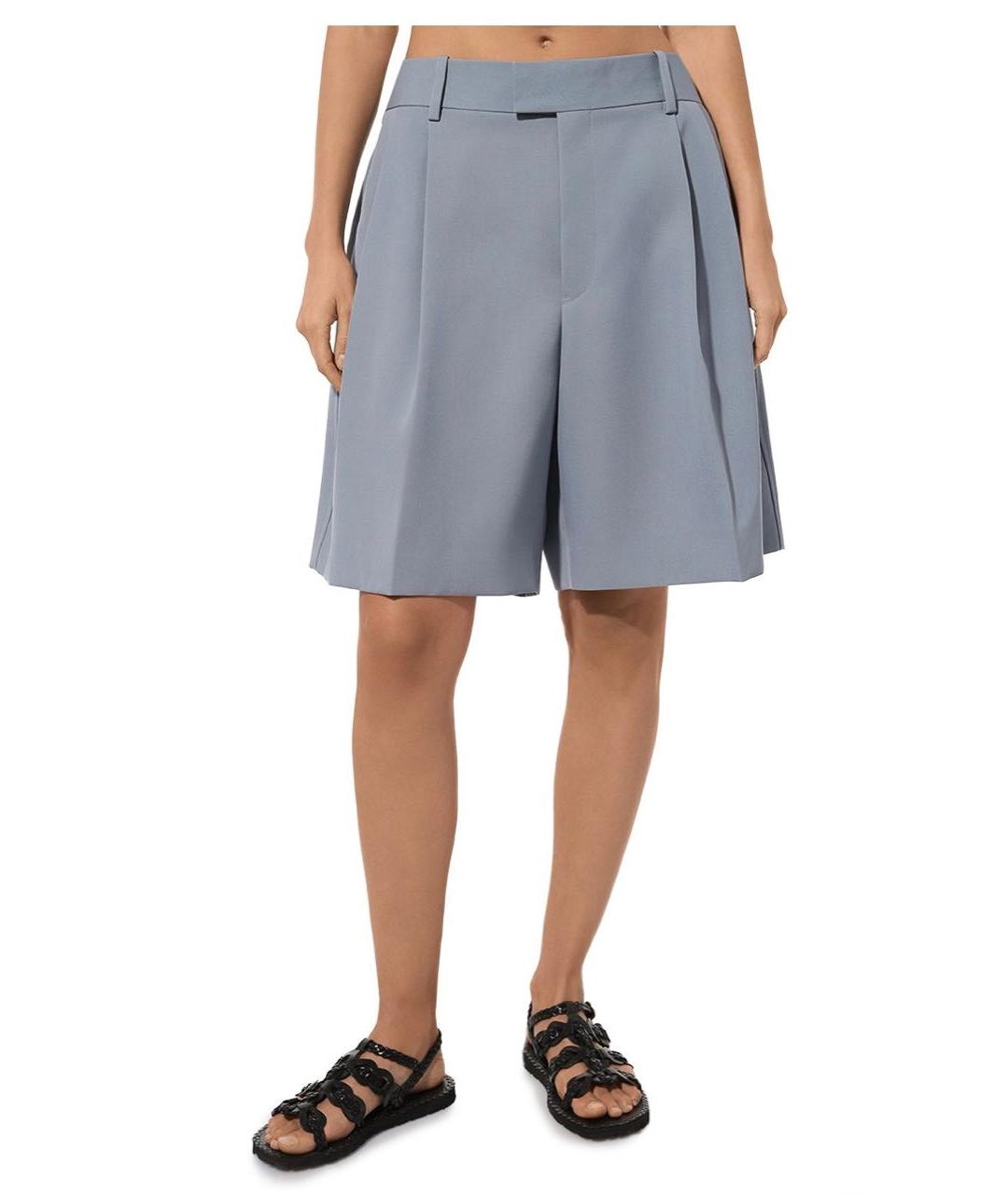 JIL SANDER Голубые шерстяные шорты, фото 2