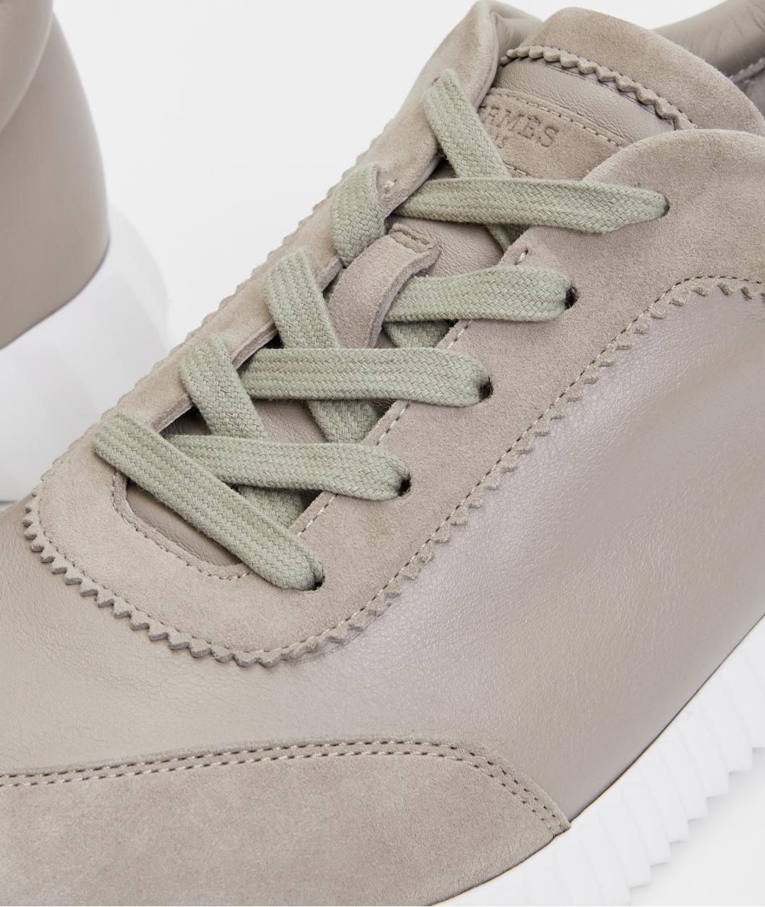 HERMES Серые кожаные низкие кроссовки / кеды, фото 4