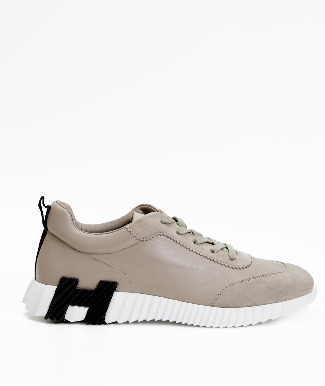 HERMES Серые кожаные низкие кроссовки / кеды, фото 9