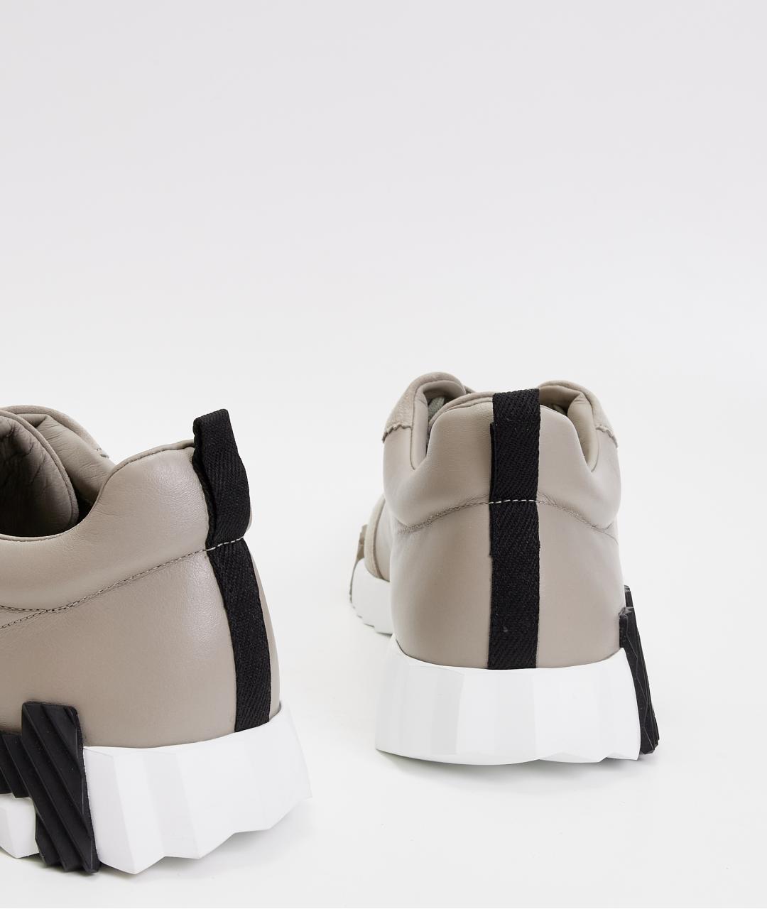 HERMES Серые кожаные низкие кроссовки / кеды, фото 7