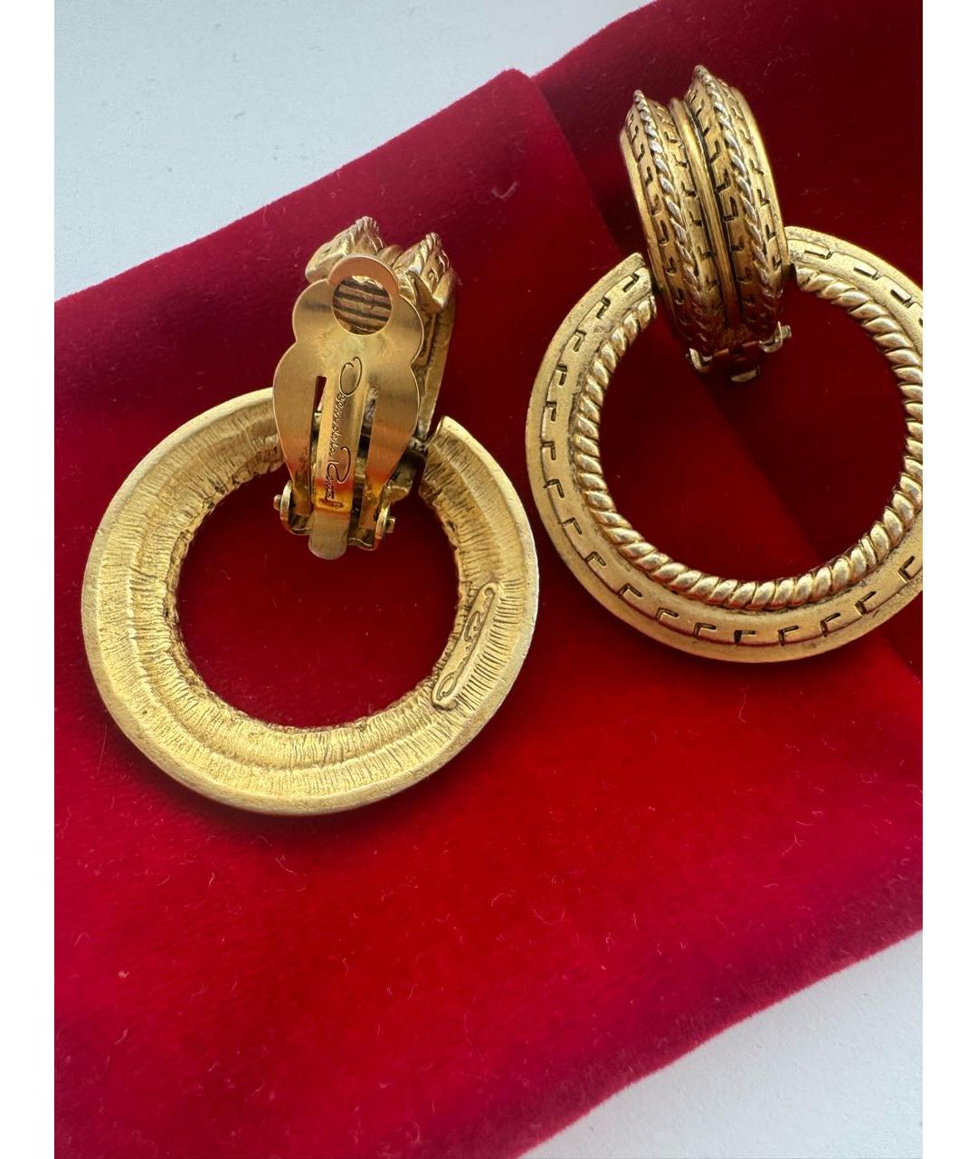 OSCAR DE LA RENTA Золотые позолоченные клипсы, фото 4