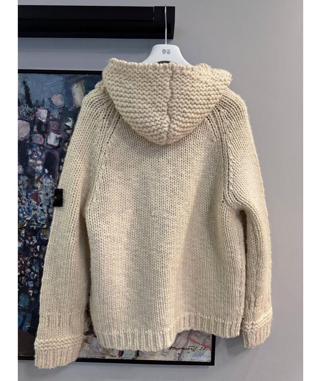 STONE ISLAND Белый шерстяной кардиган, фото 2