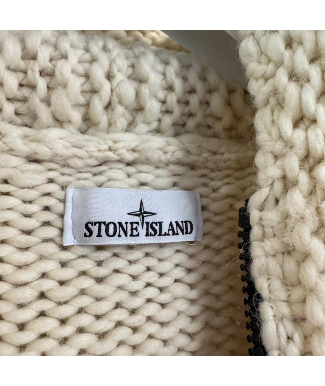 STONE ISLAND Белый шерстяной кардиган, фото 5