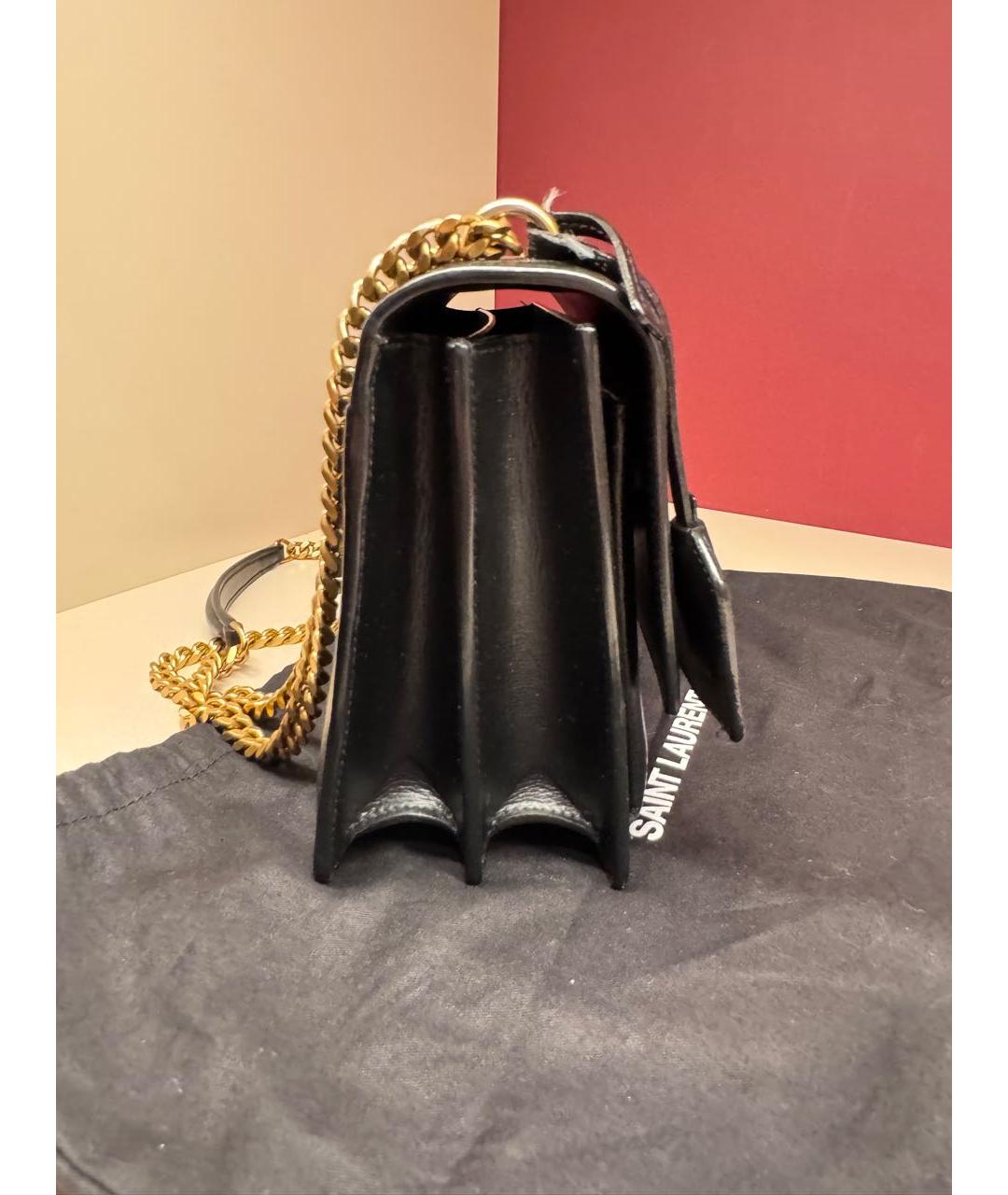 SAINT LAURENT Черная кожаная сумка через плечо, фото 2