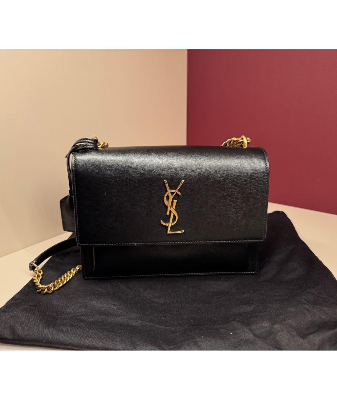 SAINT LAURENT Черная кожаная сумка через плечо, фото 9