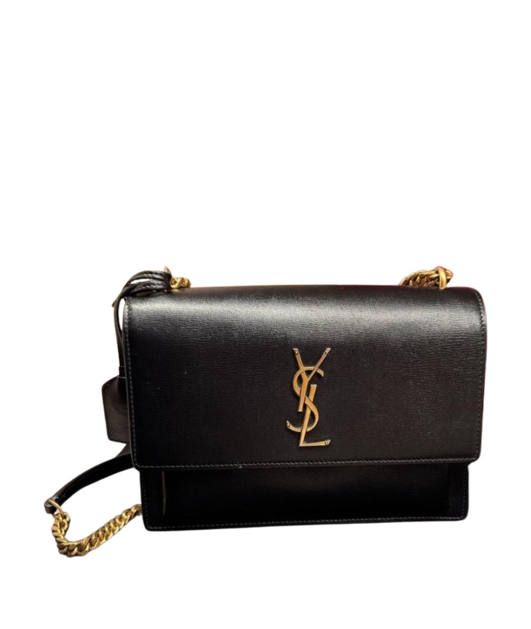 SAINT LAURENT Черная кожаная сумка через плечо, фото 1