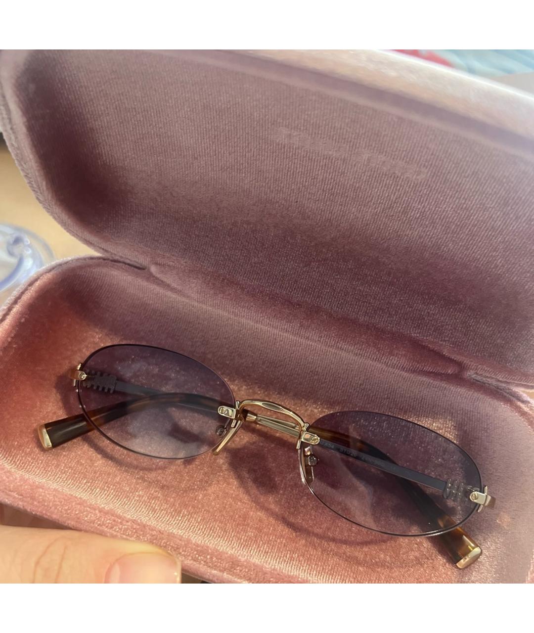 MIU MIU Золотые металлические солнцезащитные очки, фото 5