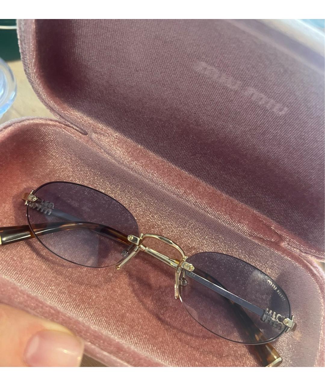 MIU MIU Золотые металлические солнцезащитные очки, фото 2