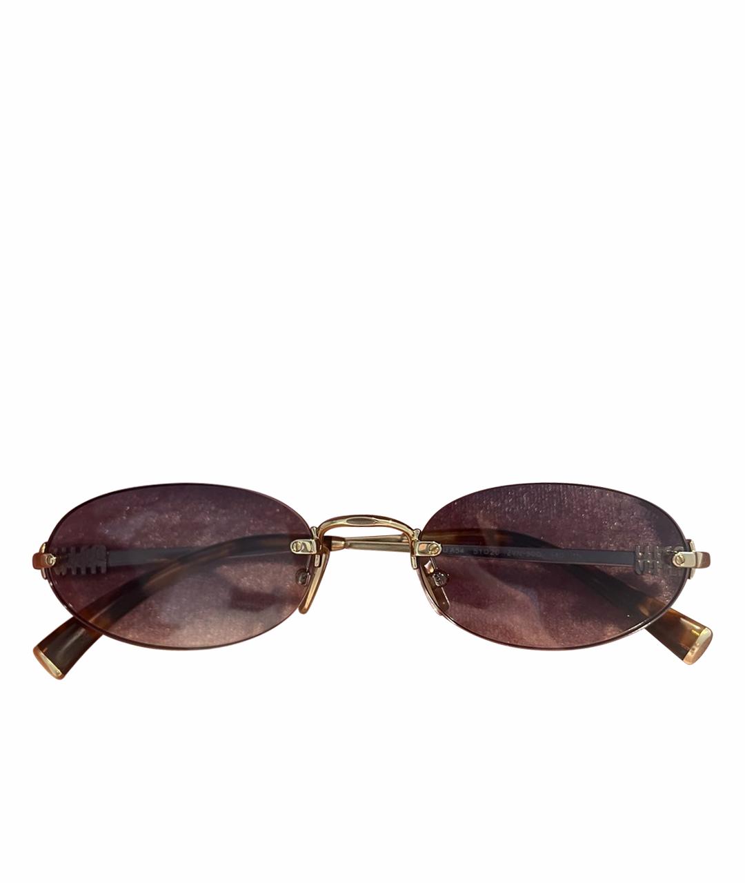 MIU MIU Золотые металлические солнцезащитные очки, фото 1