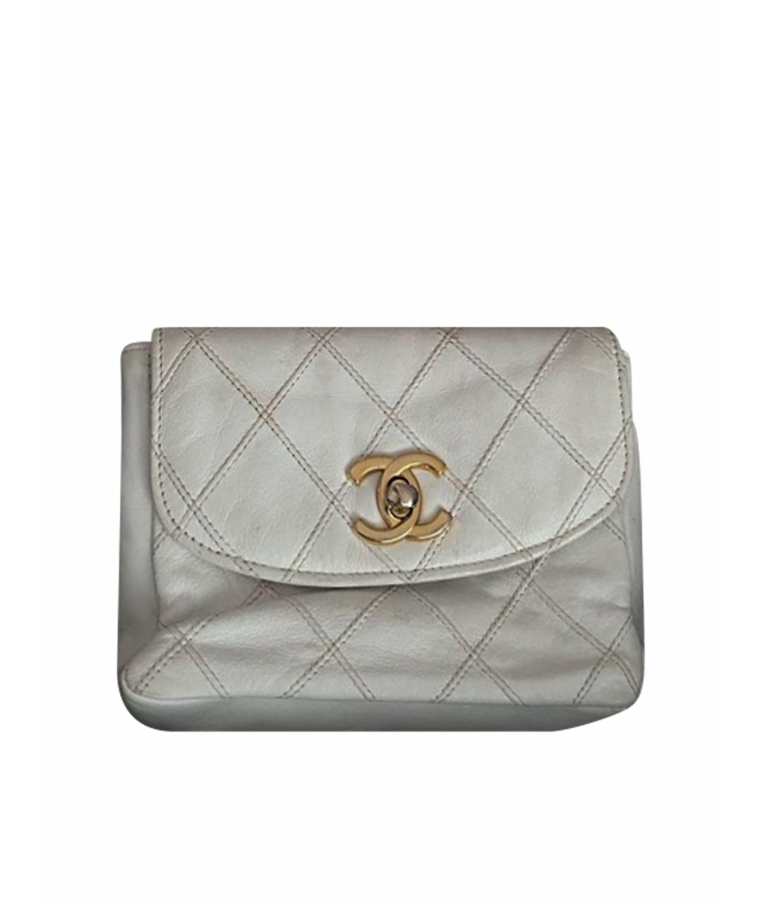 CHANEL Белая кожаная поясная сумка, фото 1