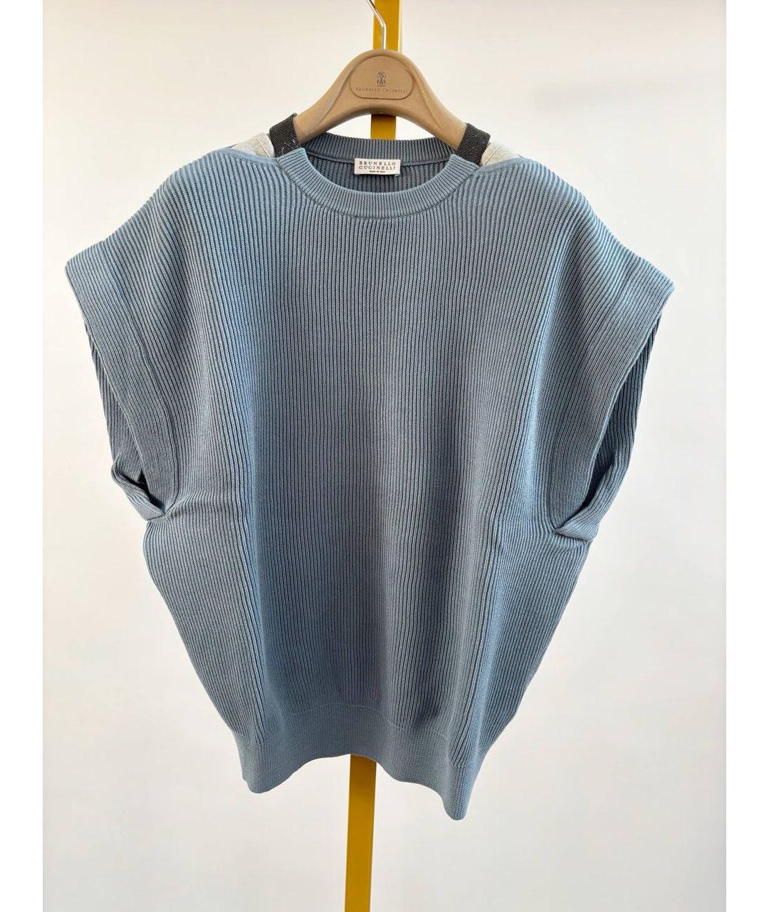 BRUNELLO CUCINELLI Голубой хлопковый джемпер / свитер, фото 5