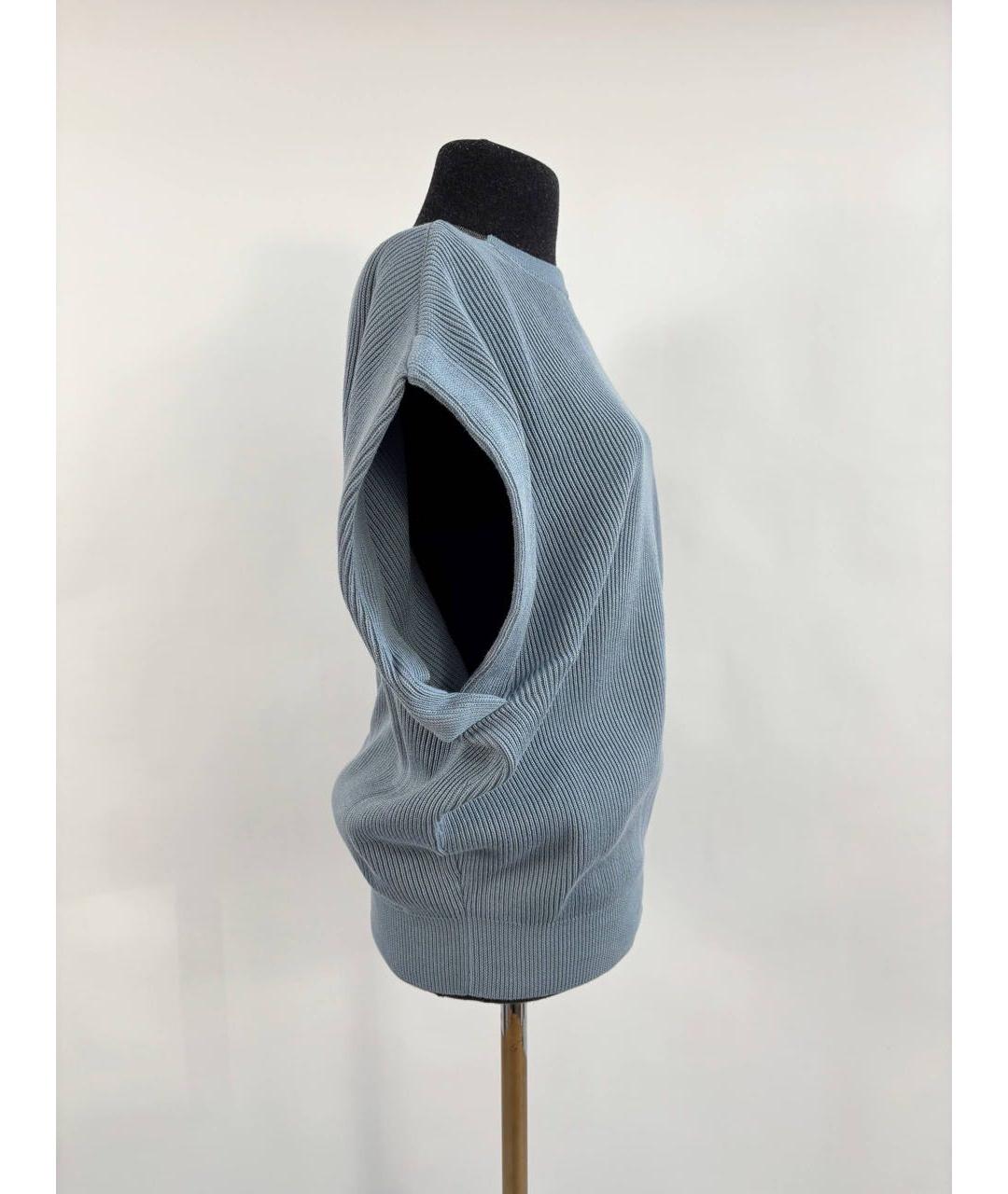 BRUNELLO CUCINELLI Голубой хлопковый джемпер / свитер, фото 6