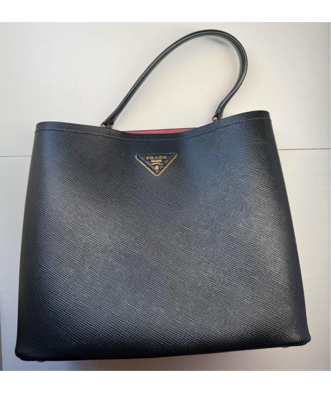PRADA Черная кожаная сумка тоут, фото 7