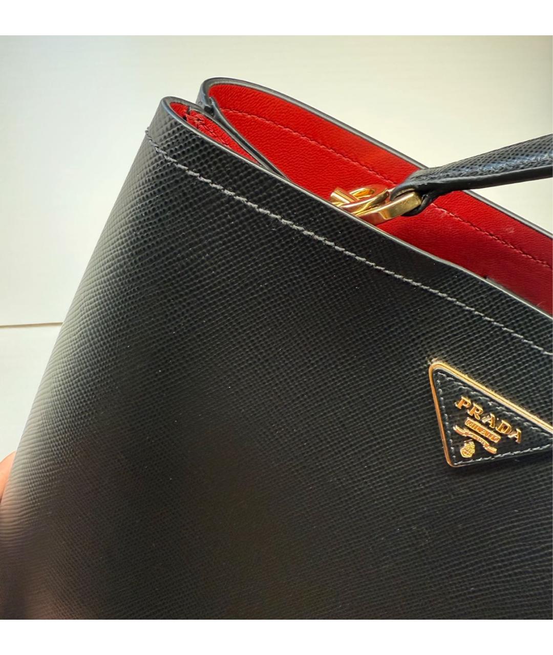PRADA Черная кожаная сумка тоут, фото 8
