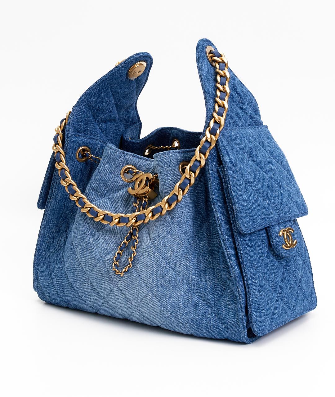 CHANEL Голубая деним сумка тоут, фото 2