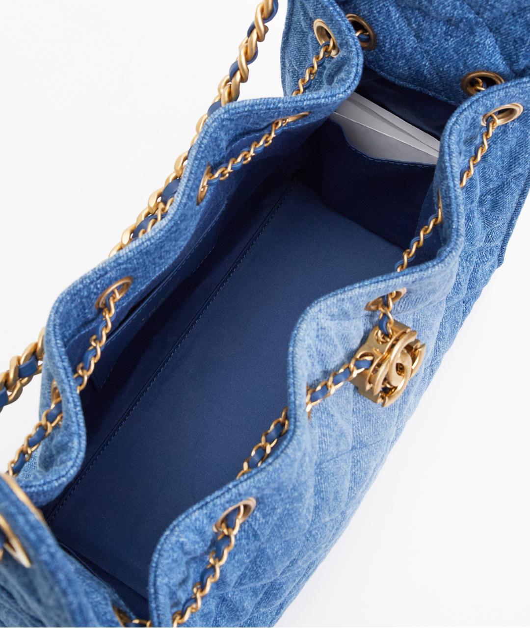 CHANEL Голубая деним сумка тоут, фото 7