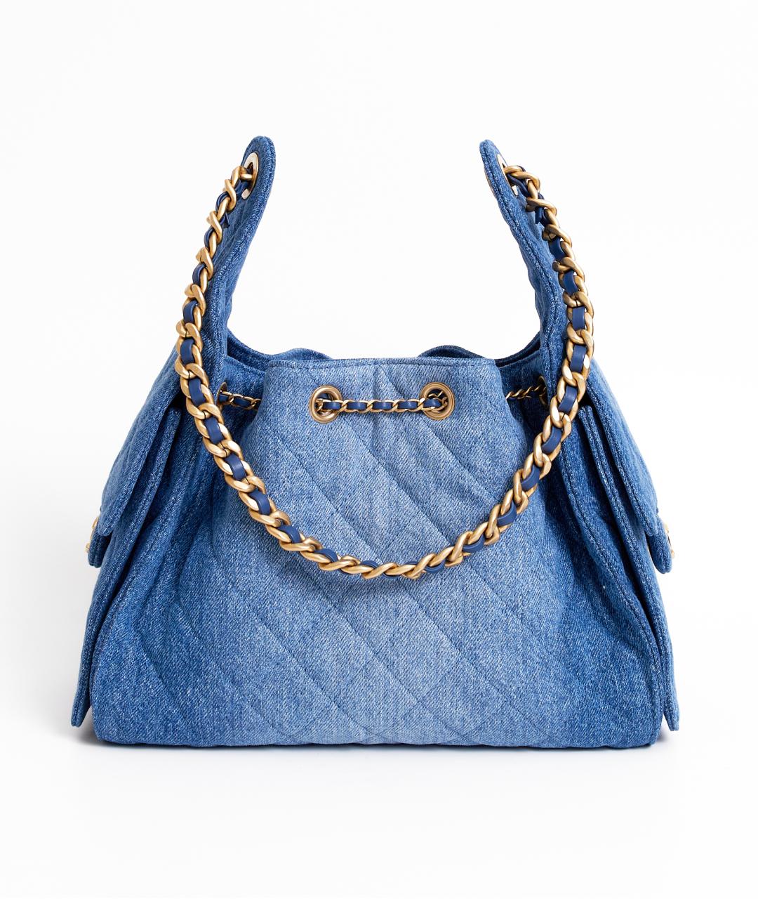 CHANEL Голубая деним сумка тоут, фото 3