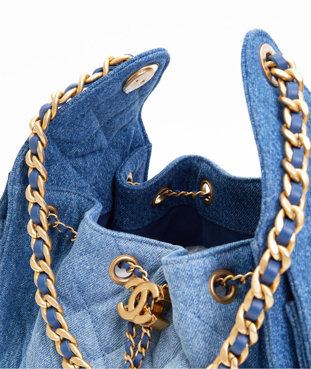 CHANEL Голубая деним сумка тоут, фото 5
