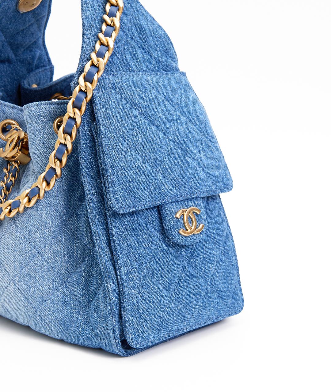CHANEL Голубая деним сумка тоут, фото 6