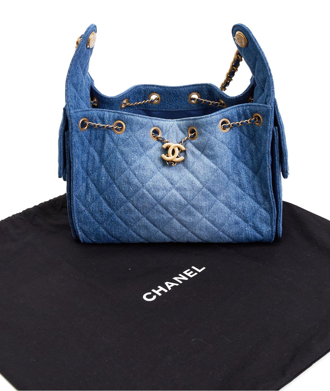 CHANEL Голубая деним сумка тоут, фото 8