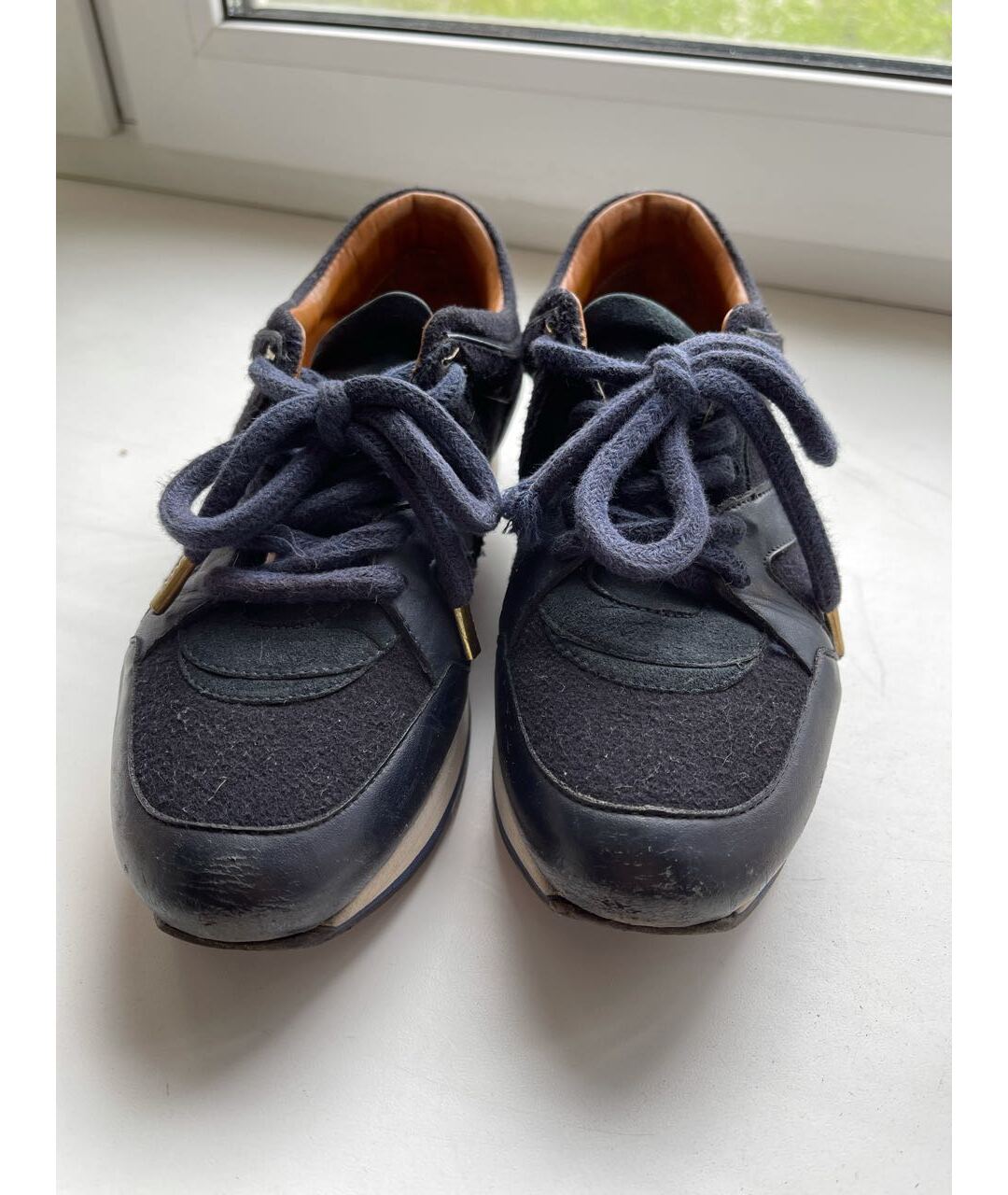 JIMMY CHOO Темно-синие кожаные кроссовки, фото 3