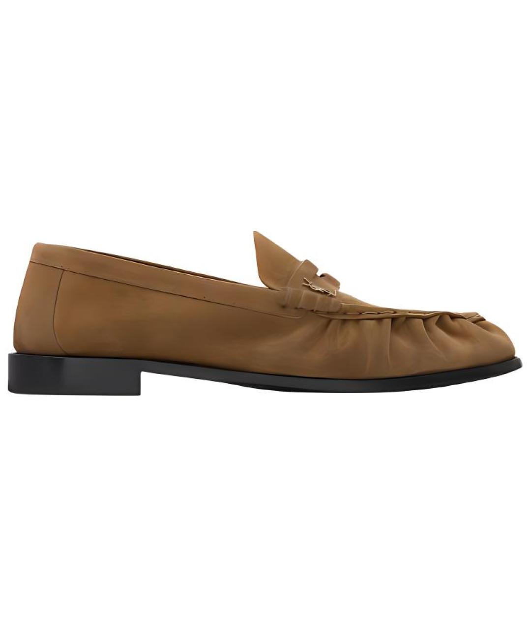 SAINT LAURENT Коричневые замшевые лоферы, фото 1