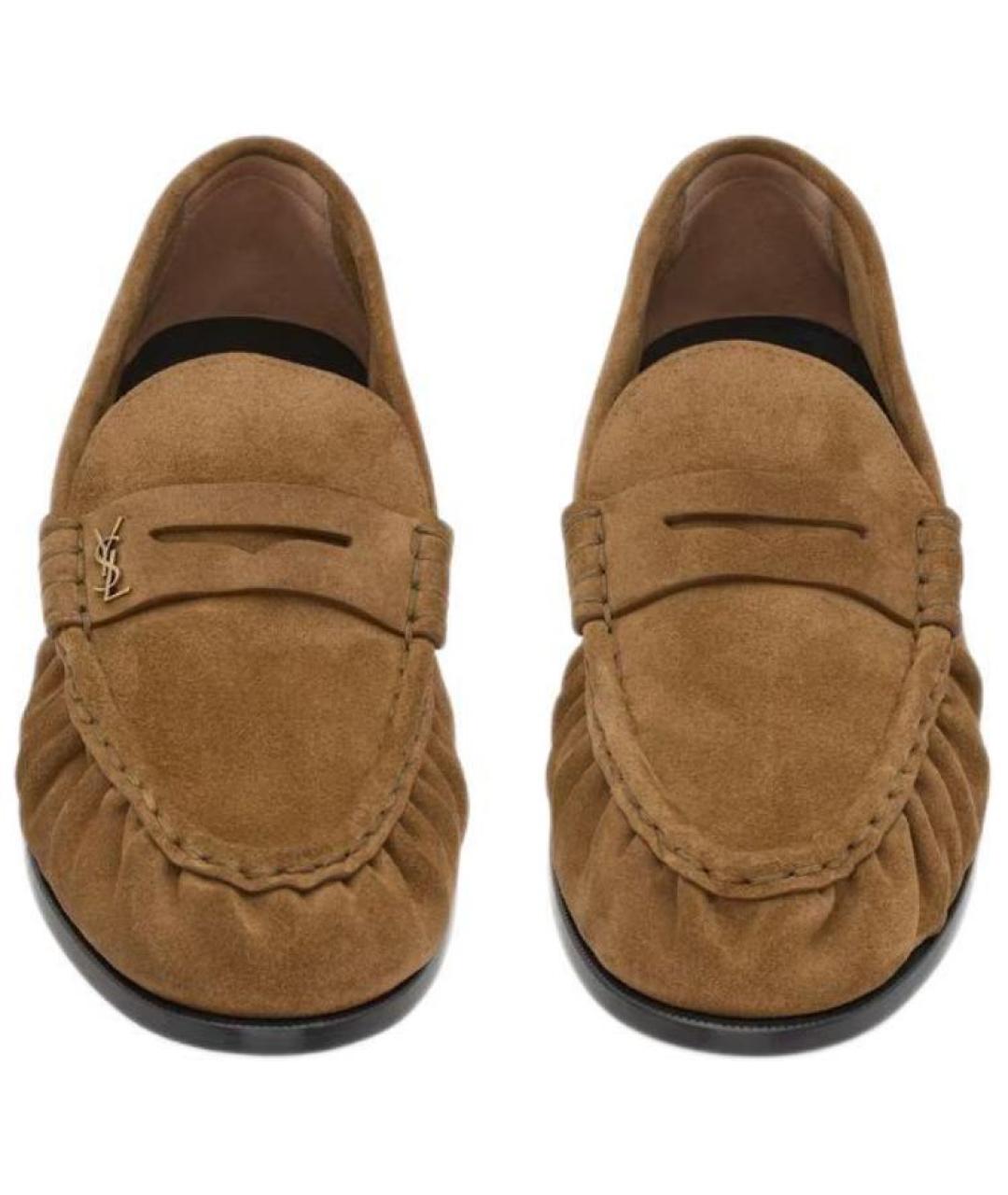 SAINT LAURENT Коричневые замшевые лоферы, фото 5