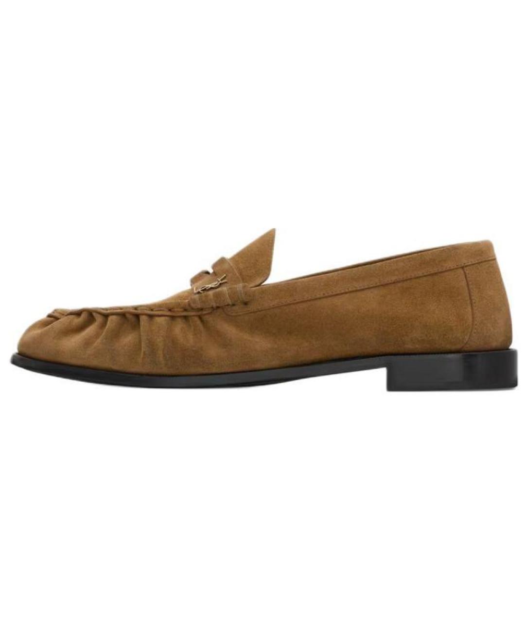 SAINT LAURENT Коричневые замшевые лоферы, фото 2