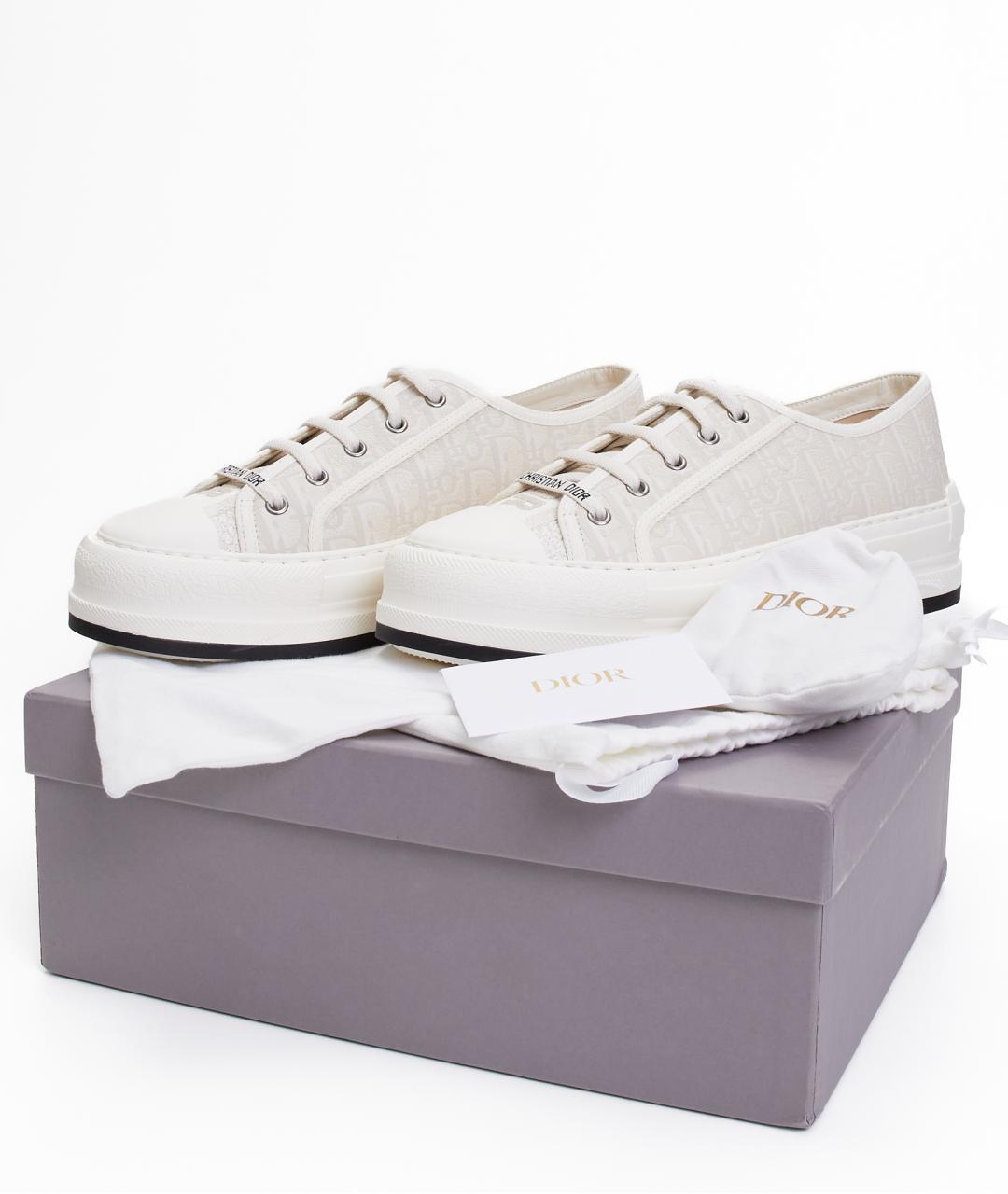 CHRISTIAN DIOR Бежевые текстильные кеды, фото 7