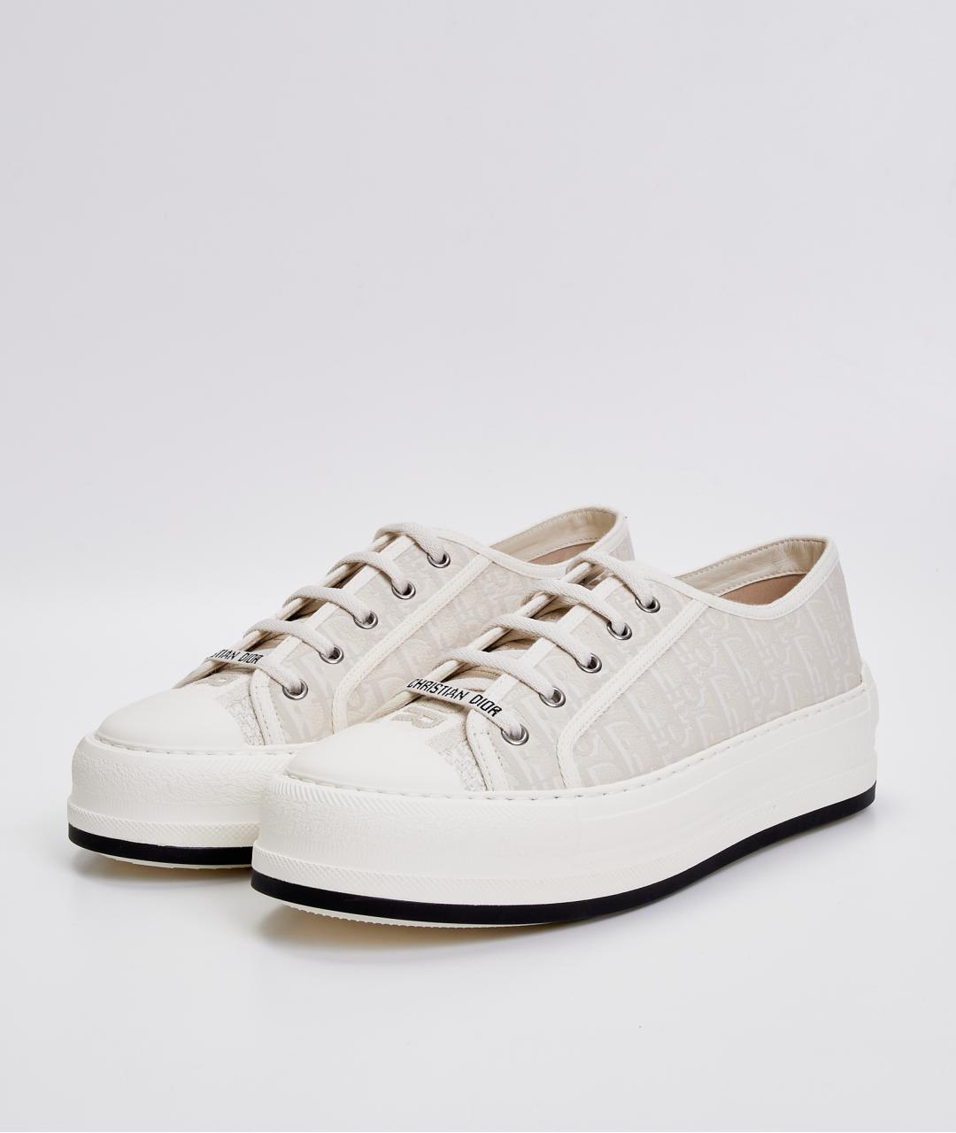 CHRISTIAN DIOR Бежевые текстильные кеды, фото 2