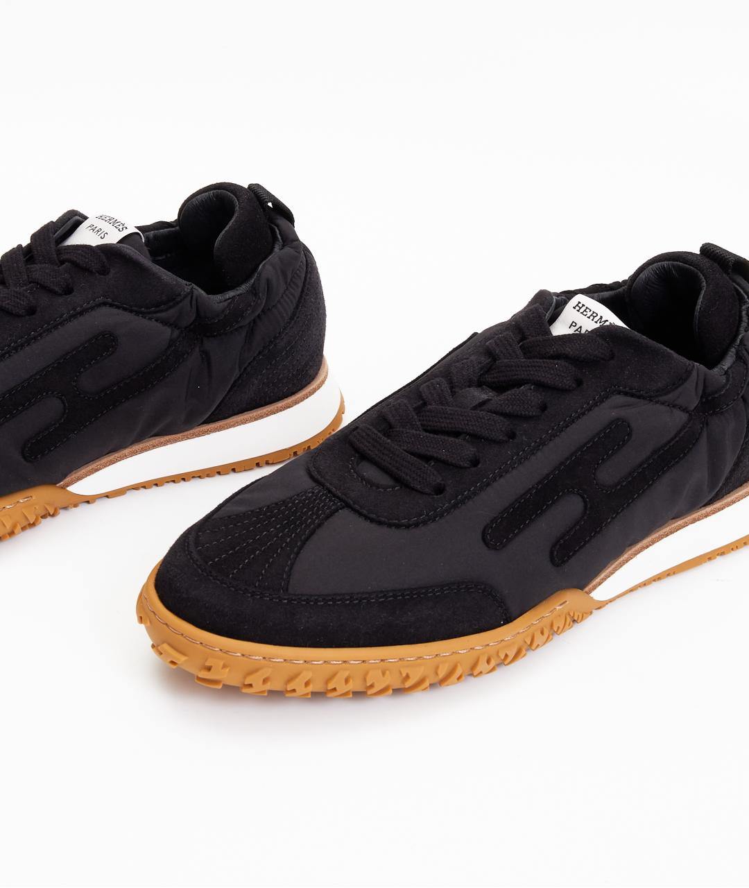 HERMES Черные замшевые кроссовки, фото 4