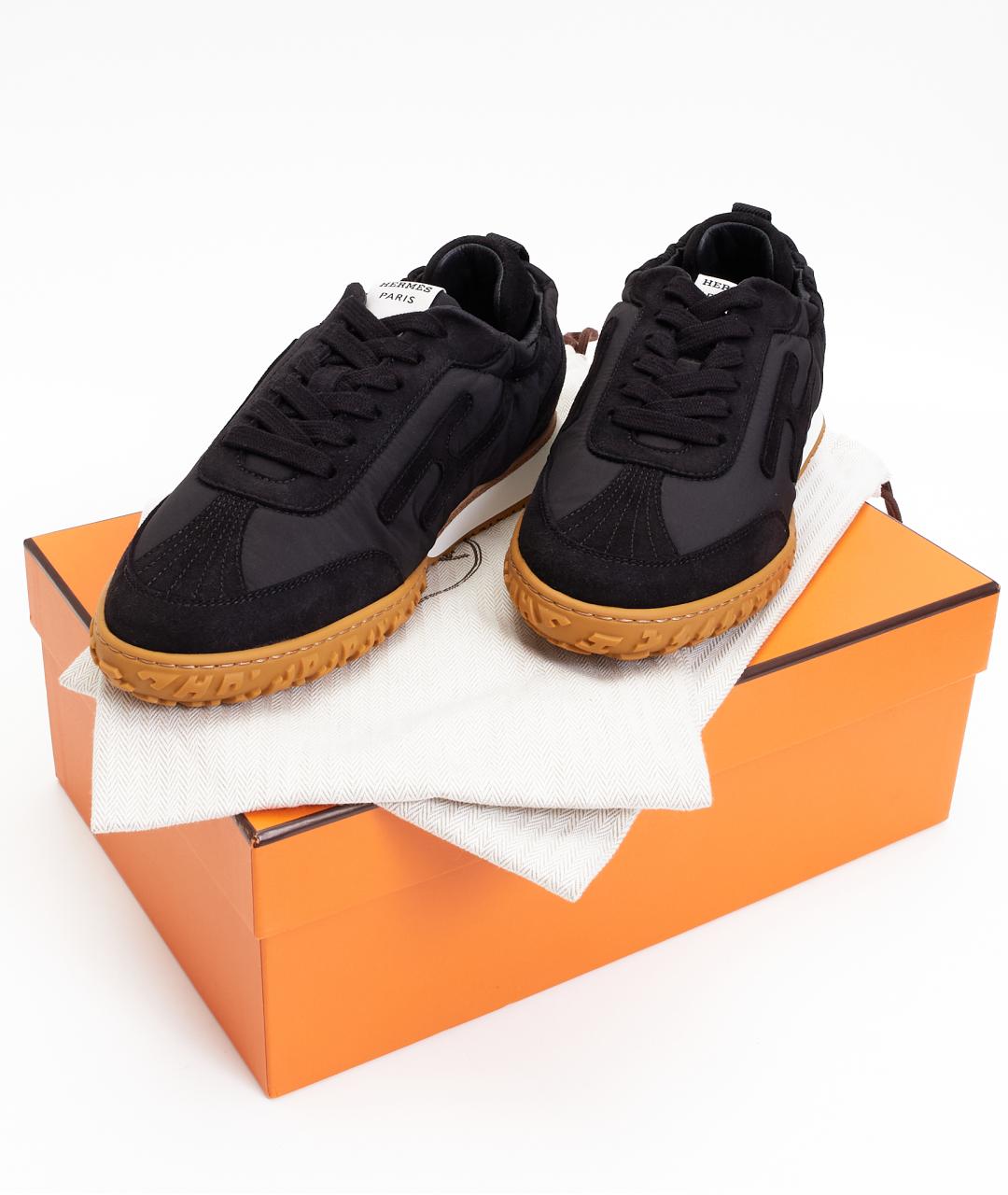 HERMES Черные замшевые кроссовки, фото 7