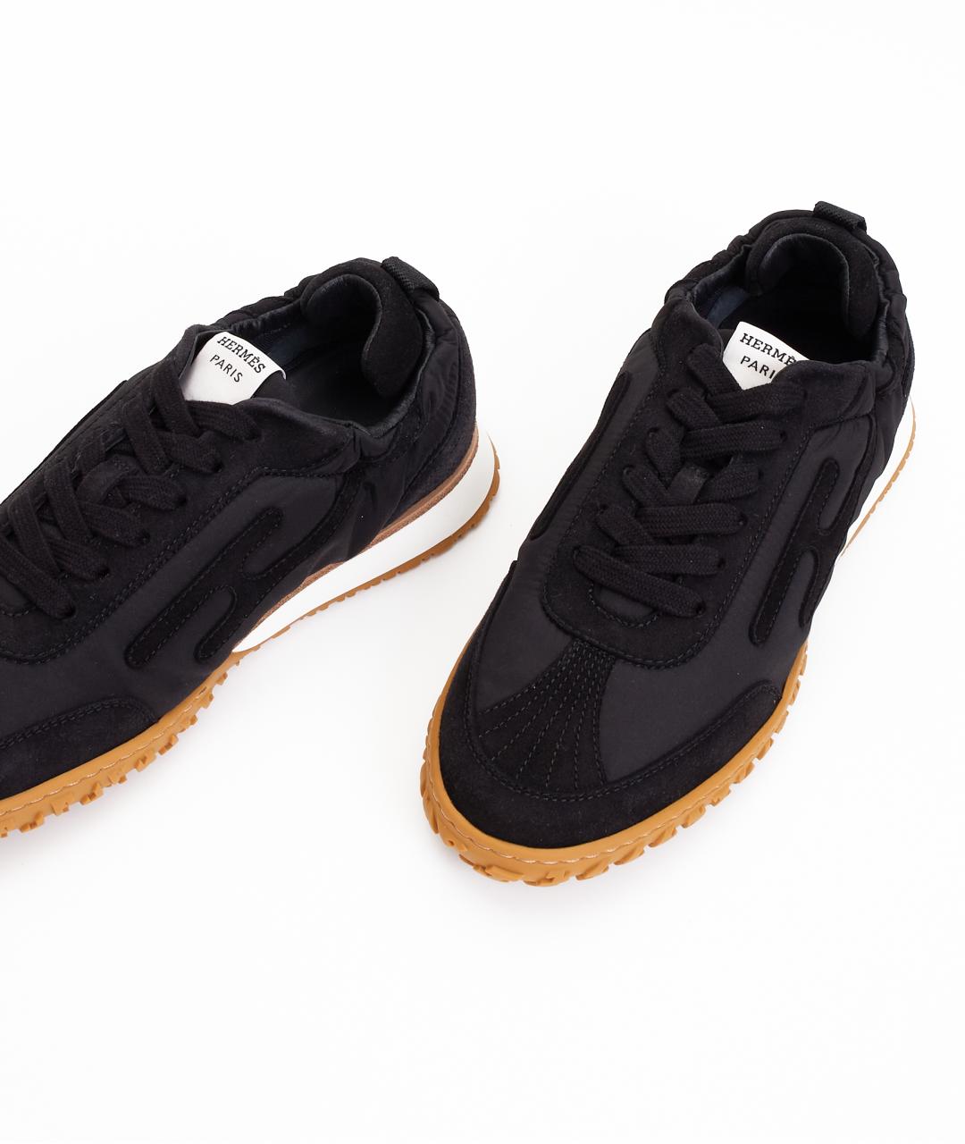 HERMES Черные замшевые кроссовки, фото 2