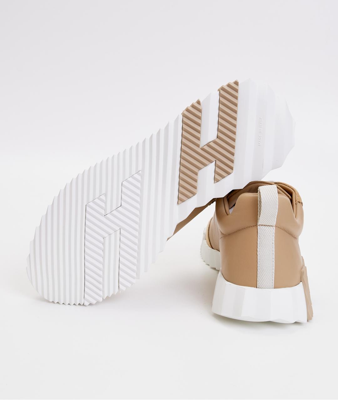 HERMES Бежевые кожаные низкие кроссовки / кеды, фото 8