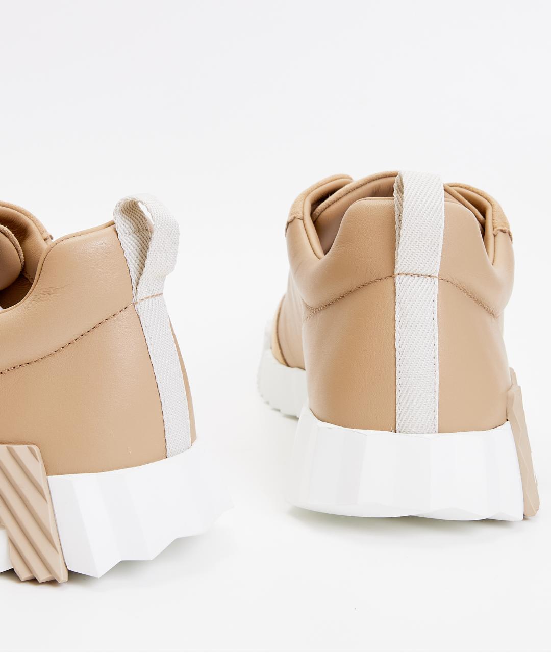 HERMES Бежевые кожаные низкие кроссовки / кеды, фото 3