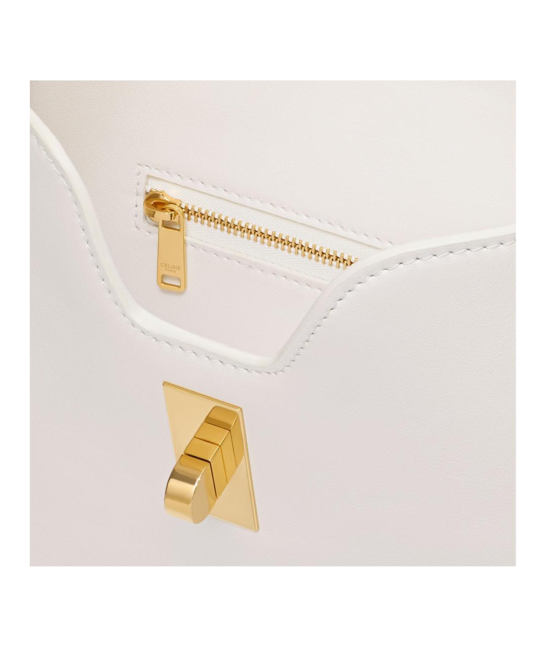 CELINE Белая кожаная сумка через плечо, фото 5