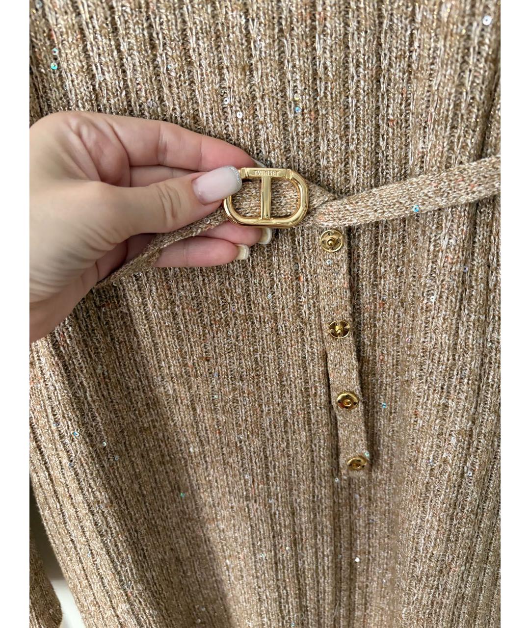 TWIN-SET Бежевое полиэстеровое платье, фото 4