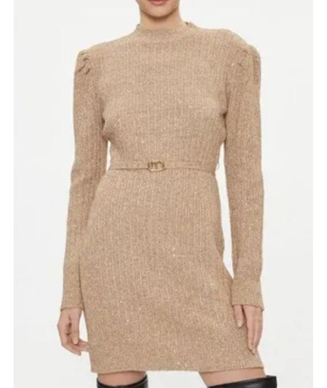 TWIN-SET Бежевое полиэстеровое платье, фото 5