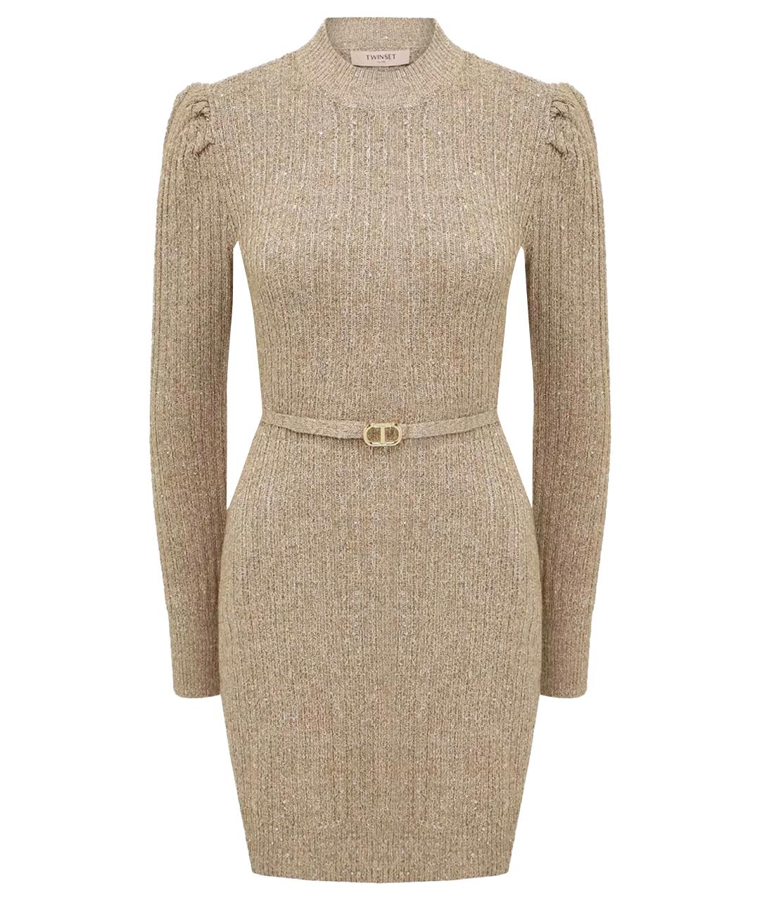 TWIN-SET Бежевое полиэстеровое платье, фото 1