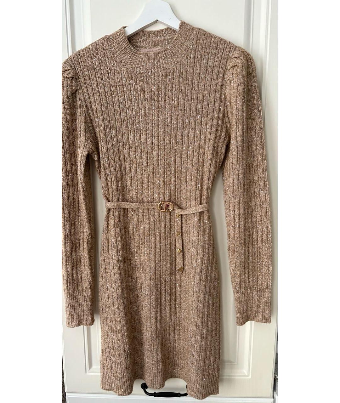 TWIN-SET Бежевое полиэстеровое платье, фото 6